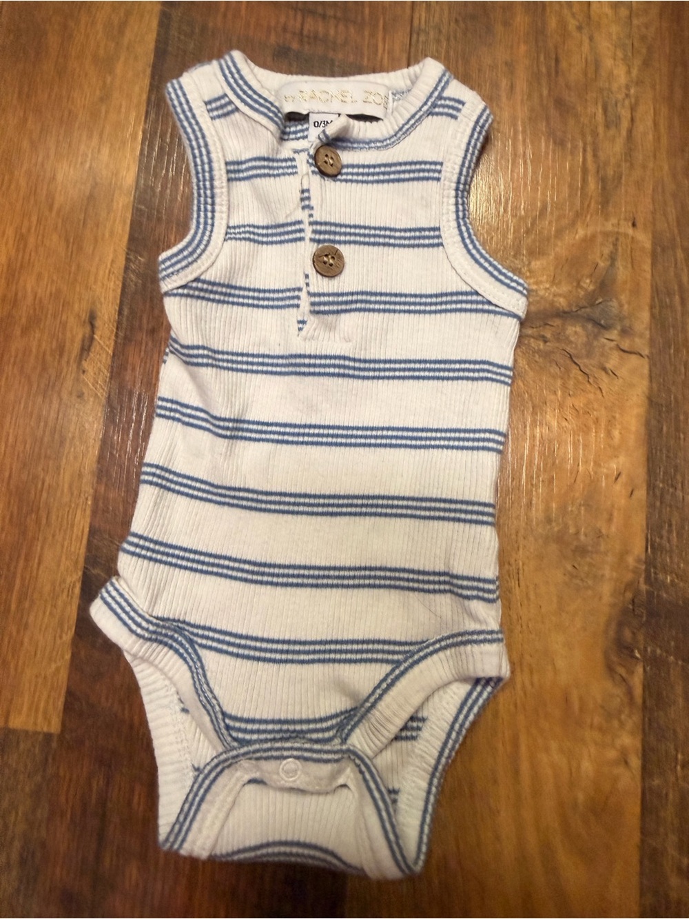 Rachel Zoe White & Blue Striped Sleeveless Baby One-Piece